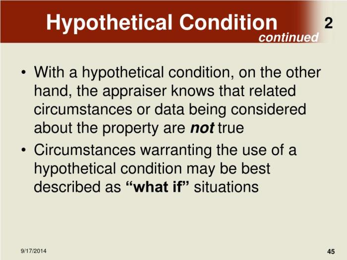 Hypothetical condition vs extraordinary assumption