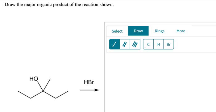 Draw the major product of the reaction shown.